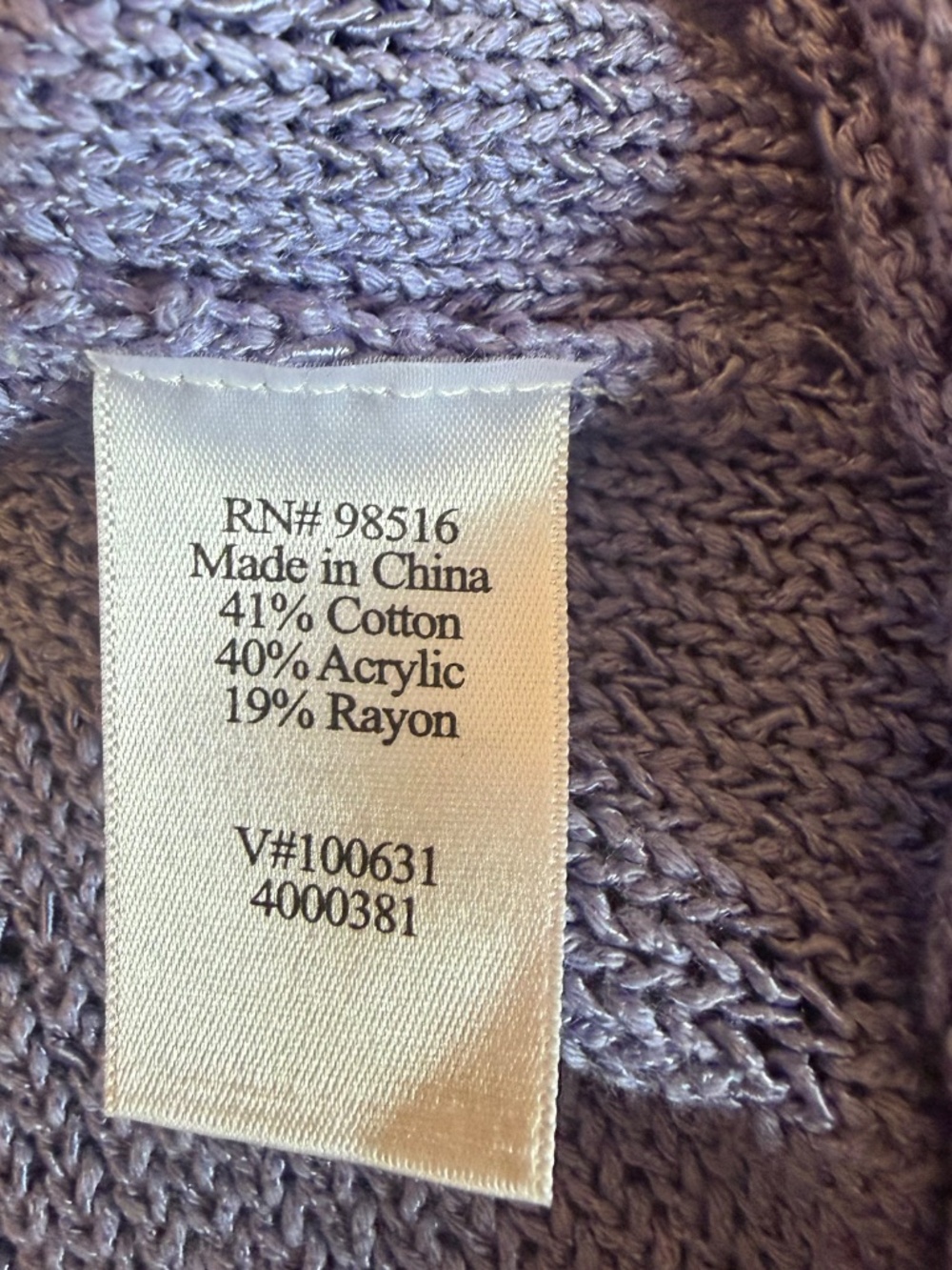 NWT Lavender Coldwater Creek Cardigan Sweater Fring Knit Scoop Neck, Size Large - Picture 12 of 16